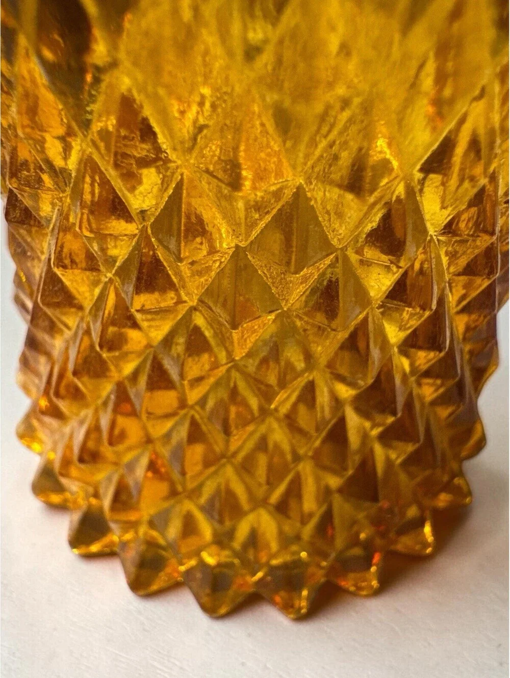 Homco Diamond Point Votive Amber Peg Sconce Candle Holder Vintage